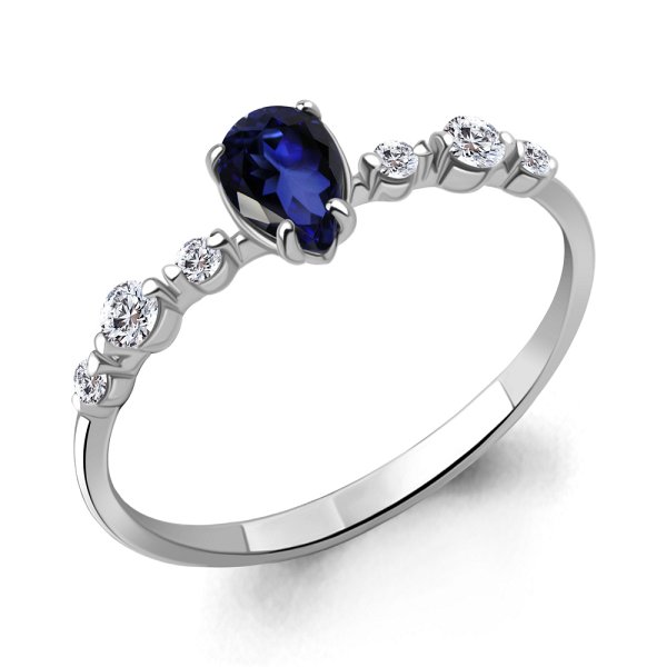 Кольцо Аквамарин - Серебро 925, Синтетический сапфир (арт. 67787Н.5)