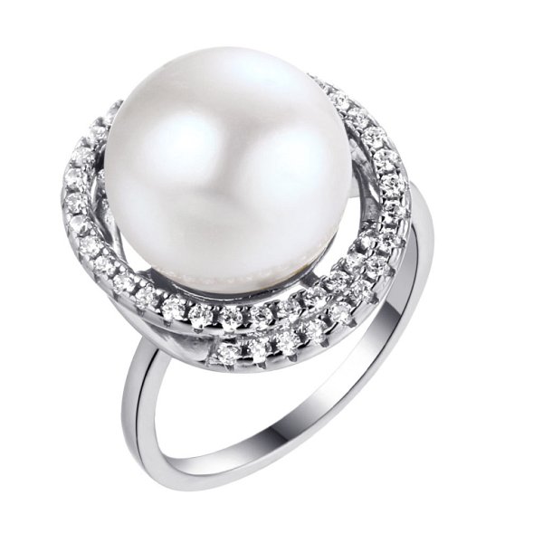 Кольцо FRESH - Серебро 925, Жемчуг культивированный, Фианит (арт. PI-R00785-X-W-PN-X-W)