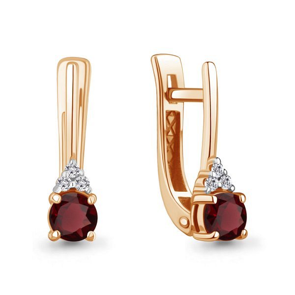Серьги Аквамарин - Золото 375, Гранат, Фианит (арт. 45023703.8)