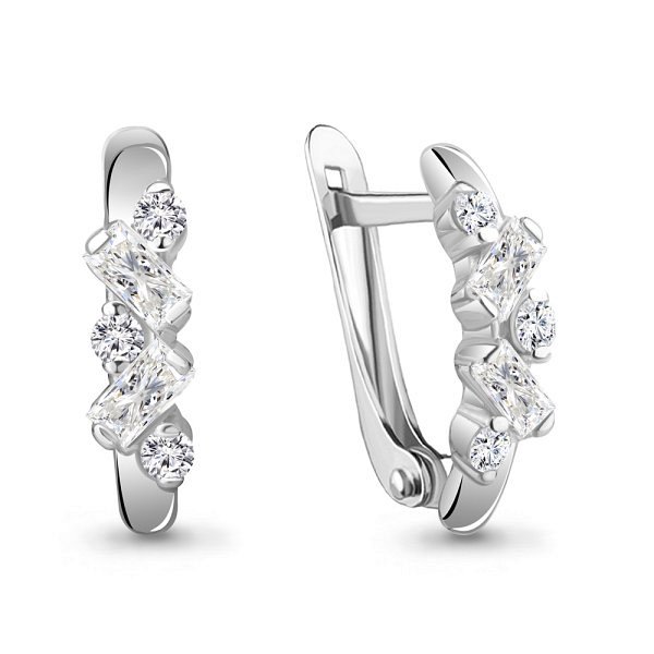 Серьги Аквамарин - Серебро 925, Фианит (арт. 49135А.5)