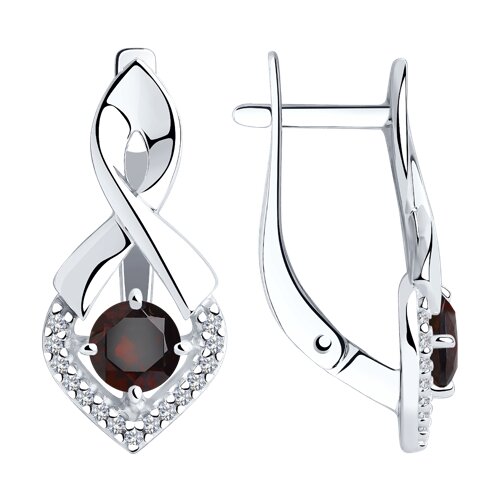 Серьги Diamant - Серебро 925, Гранат, Фианит (арт. 94-320-00380-2)