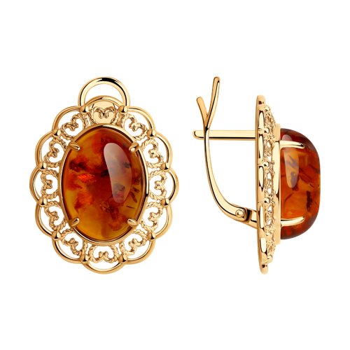 Серьги Diamant - Серебро 925, Янтарь (арт. 93-320-00849-1)