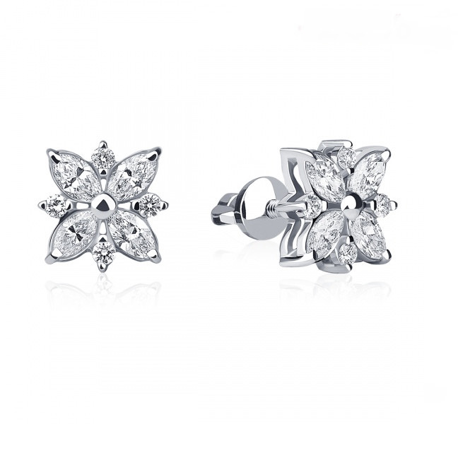 Серьги Platinum Lab. - Платина 950, Бриллиант (арт. ПС-062-02)