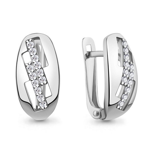 Серьги Аквамарин - Серебро 925, Фианит (арт. 400924А.5)