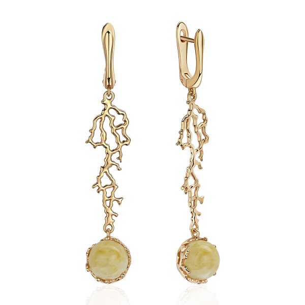 Серьги Максипром - Серебро 925, Янтарь (арт. 220 2221 205)