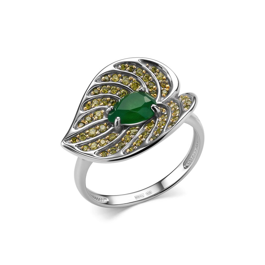 Кольцо Дар - Серебро 925, Жадеит, Фианит (арт. К-5169рлзс4118222)