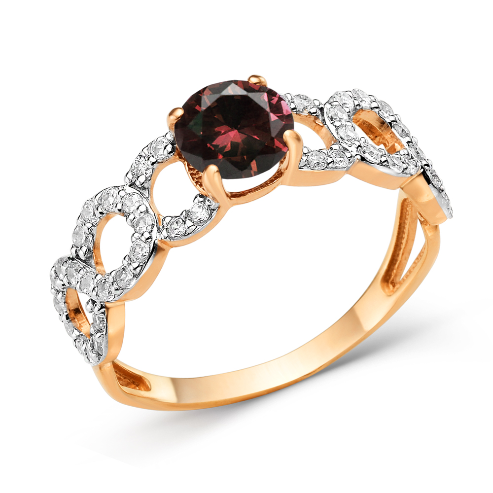 Кольцо ЮФ Династия - Золото 375, Гранат, Фианит (арт. 000131-5352)