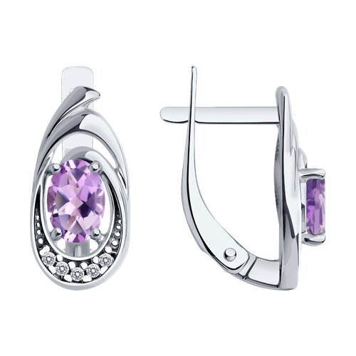 Серьги Diamant - Серебро 925, Аметист, Фианит (арт. 94-320-02686-3)