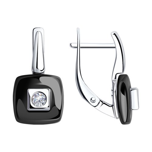 Серьги Diamant - Серебро 925, Керамика, Фианит (арт. 94-120-01278-1)