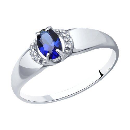 Кольцо SOKOLOV - Серебро 925, Синтетический сапфир , Фианит (арт. 88010009)