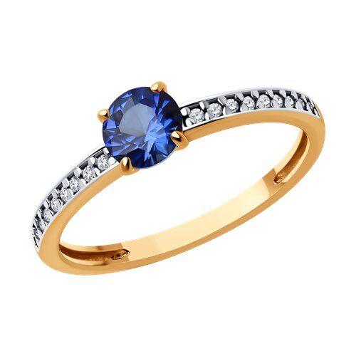 Кольцо SOKOLOV - Серебро 925, Синтетический сапфир , Фианит (арт. 88010074)