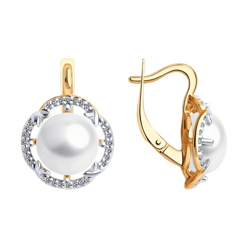 Серьги Diamant - Серебро 925, Жемчуг культивированный, Фианит (арт. 93-320-01926-1)