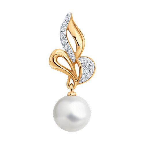 Подвеска SOKOLOV - Золото 585, Жемчуг культивированный, Фианит (арт. 793173)
