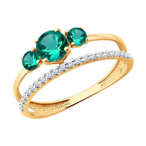 Кольцо SOKOLOV - Золото 585, Синтетический изумруд, Фианит (арт. 717372)