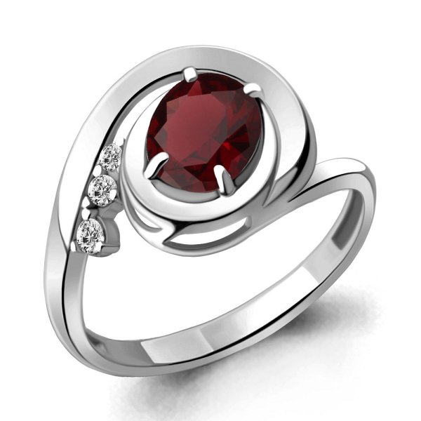 Кольцо Аквамарин - Серебро 925, Гранат, Фианит (арт. 6932903А.5)
