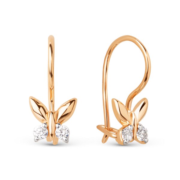 Серьги ЮФ Династия - Золото 585, Фианит (арт. 022772-1102)