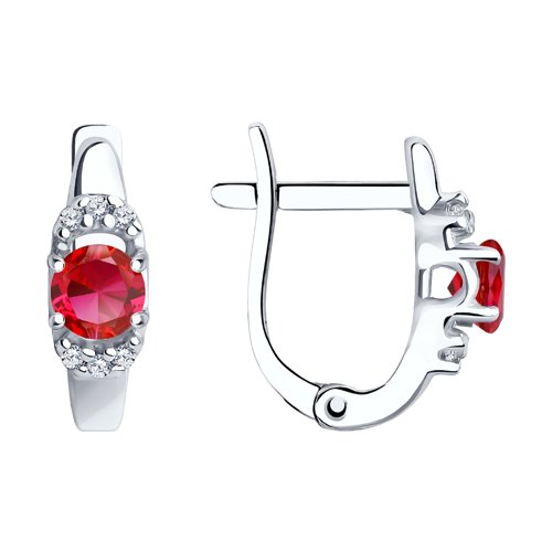 Серьги SOKOLOV - Серебро 925, Синтетический рубин, Фианит (арт. 84020016)