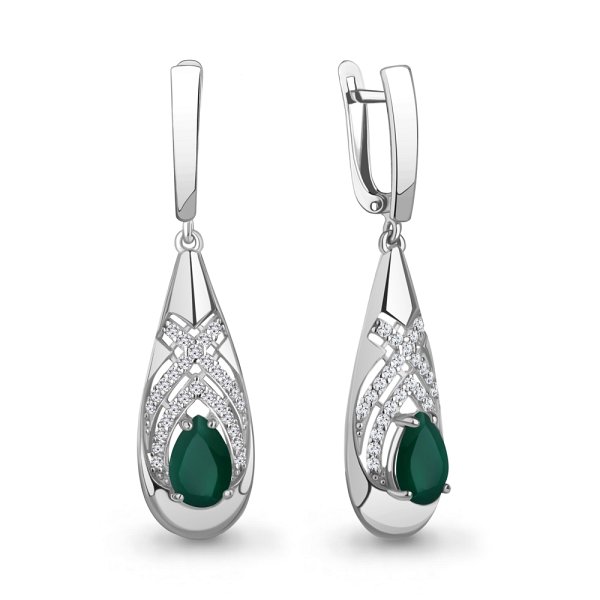 Серьги Аквамарин - Серебро 925, Агат, Фианит (арт. 4968309А.5)