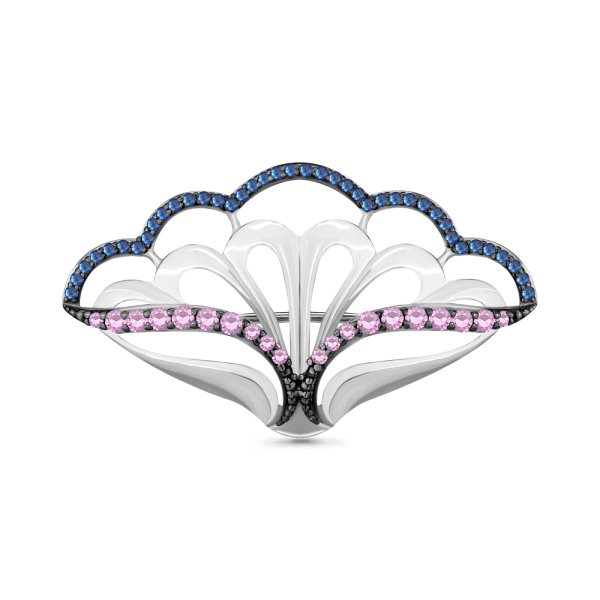 Брошь Аквамарин - Серебро 925, Синтетический топаз, Фианит (арт. 72768ВБ.5)