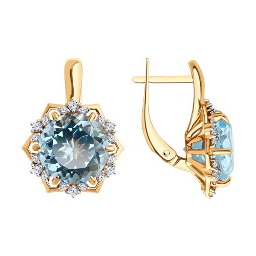 Серьги Diamant - Золото 585, Топаз, Фианит (арт. 51-320-02159-1)