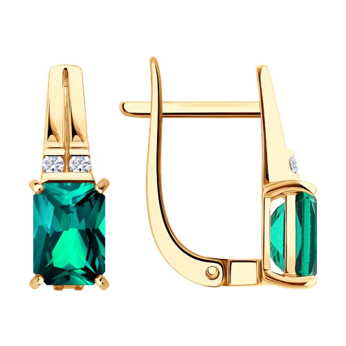 Серьги SOKOLOV - Золото 585, Сапфир, Синтетический изумруд (арт. 729371)