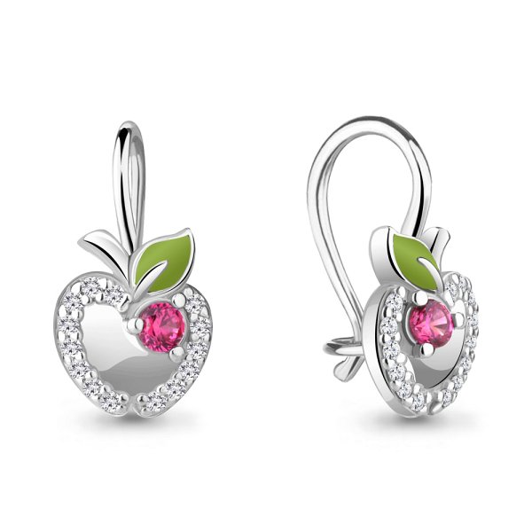 Серьги Аквамарин - Серебро 925, Синтетический рубин, Фианит, Эмаль (арт. 47052А.5)