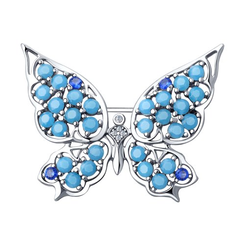 Брошь SOKOLOV - Серебро 925, Синтетический ситалл , Фианит (арт. 94040183)