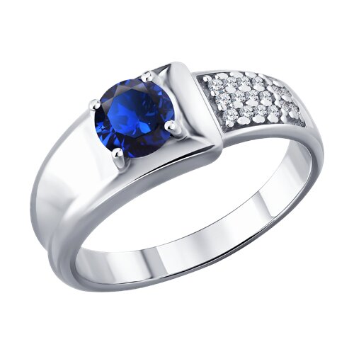 Кольцо SOKOLOV - Серебро 925, Синтетический сапфир , Фианит (арт. 88010080)