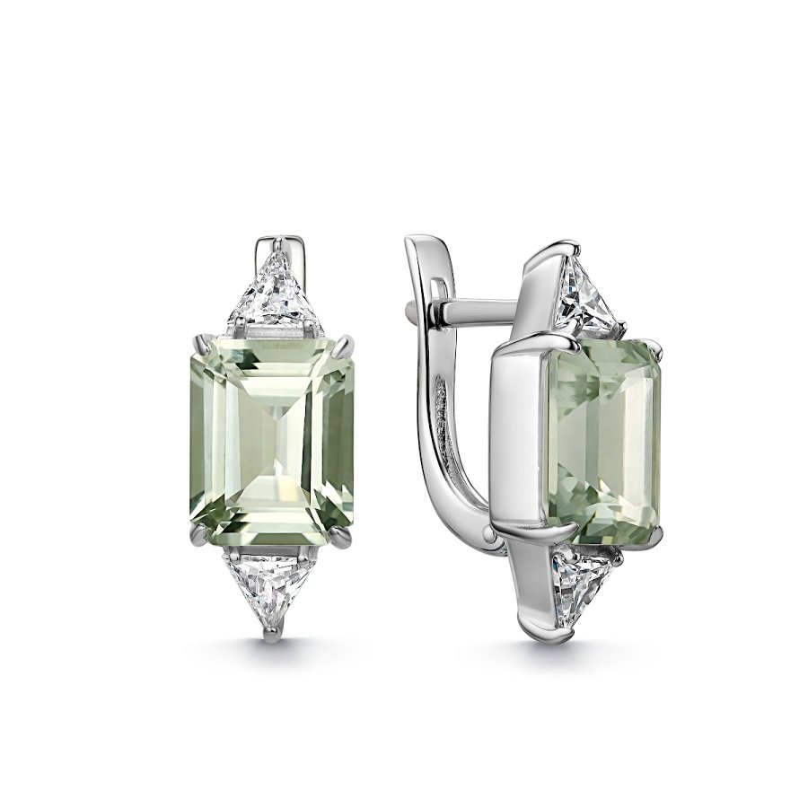 Серьги Дар - Серебро 925, Празиолит, Фианит (арт. С-5229рс412200)