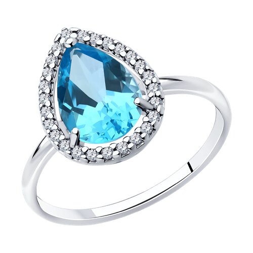 Кольцо SOKOLOV - Серебро 925, Топаз, Фианит (арт. 92014596)