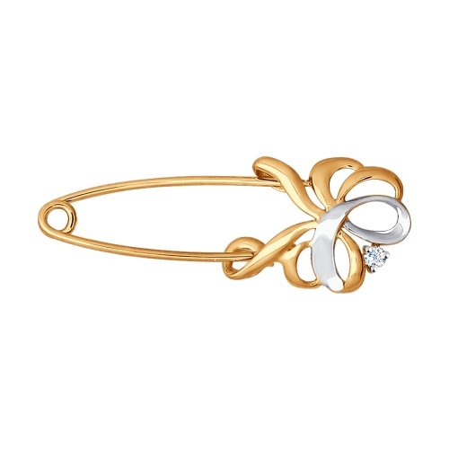 Булавка SOKOLOV - Золото 585, Фианит (арт. 040208)