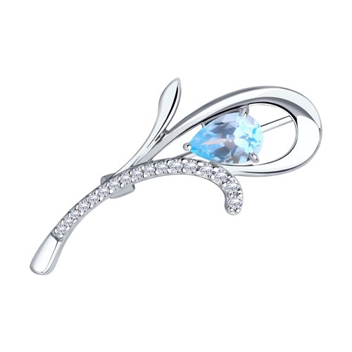 Брошь Diamant - Серебро 925, Топаз, Фианит (арт. 94-340-01049-1)