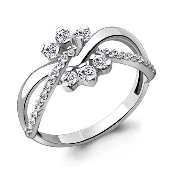 Кольцо Аквамарин - Серебро 925, Фианит (арт. 64137А.5)