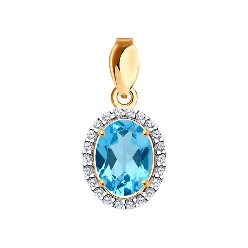 Подвеска SOKOLOV - Золото 585, Топаз swiss, Фианит (арт. 731657)