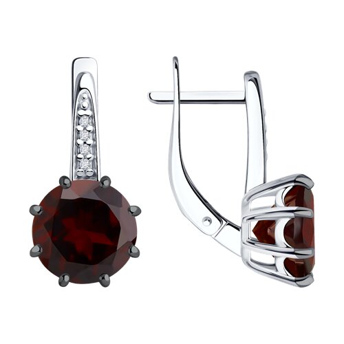 Серьги Diamant - Серебро 925, Гранат, Фианит (арт. 94-320-02040-1)