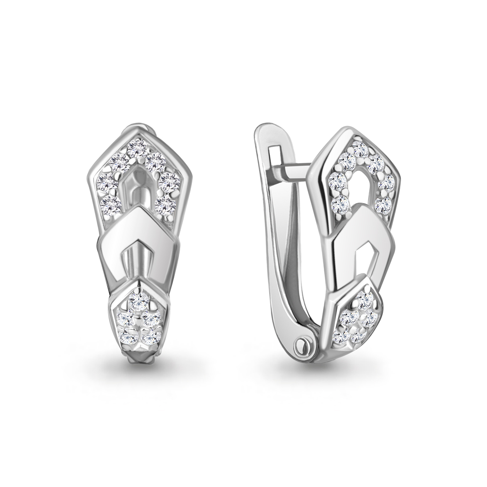 Серьги Аквамарин - Серебро 925, Фианит (арт. 401044А.5)