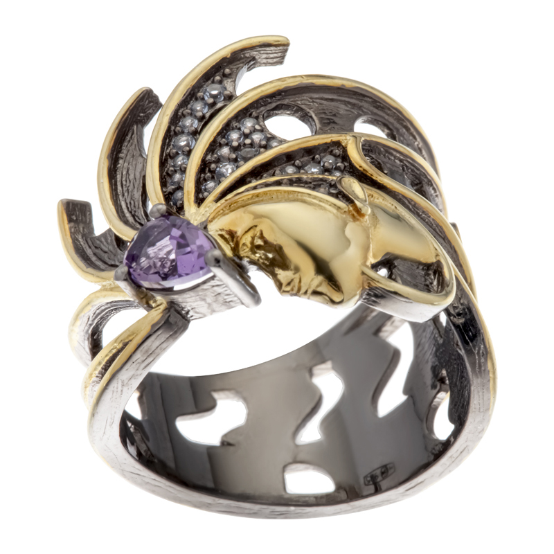 Кольцо Мастер Клио - Серебро 925, Аметист, Синтетическая шпинель (арт. 35К158082)