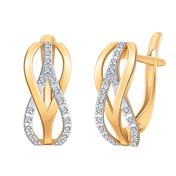 Серьги Атолл - Золото 585, Фианит (арт. 22139)