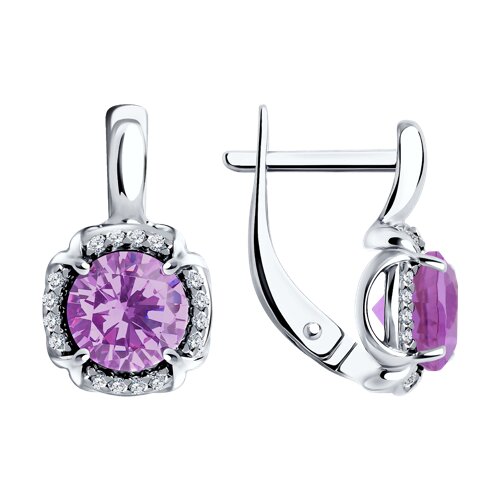 Серьги SOKOLOV - Серебро 925, Аметист, Фианит (арт. 92021682)