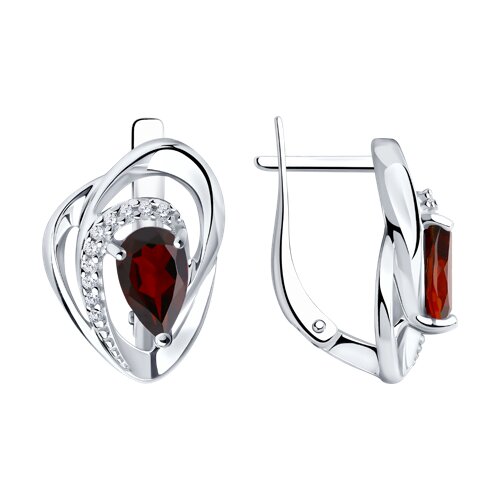 Серьги Diamant - Серебро 925, Гранат, Фианит (арт. 94-320-00630-2)