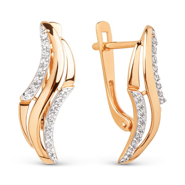 Серьги ЮФ Династия - Золото 585, Фианит (арт. 026702-1102)