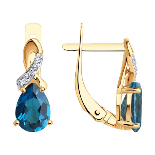 Серьги SOKOLOV - Золото 375, Топаз лондон, Фианит (арт. 37728098)