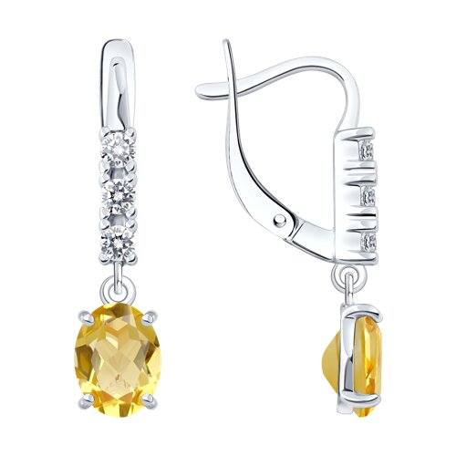 Серьги SOKOLOV - Серебро 925, Фианит, Цитрин (арт. 92023136)