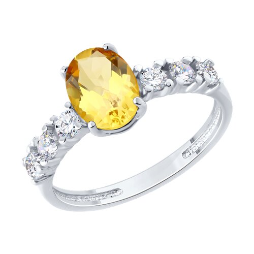 Кольцо SOKOLOV - Серебро 925, Фианит, Цитрин (арт. 92014610)