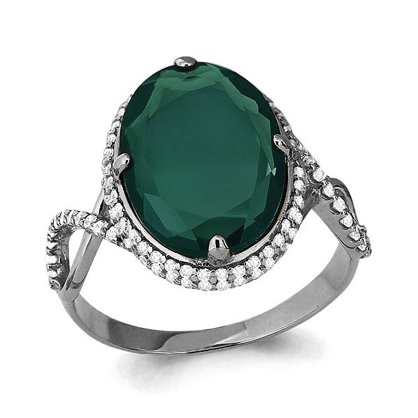 Кольцо Аквамарин - Серебро 925, Агат, Фианит (арт. 6548209А.5)