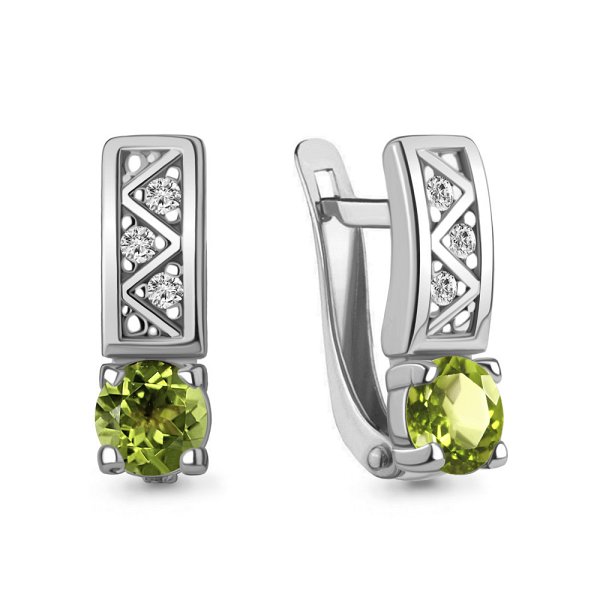 Серьги Аквамарин - Серебро 925, Фианит, Хризолит (арт. 4796907А.5)