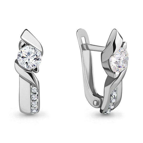 Серьги Аквамарин - Серебро 925, Фианит (арт. 434021А.5)