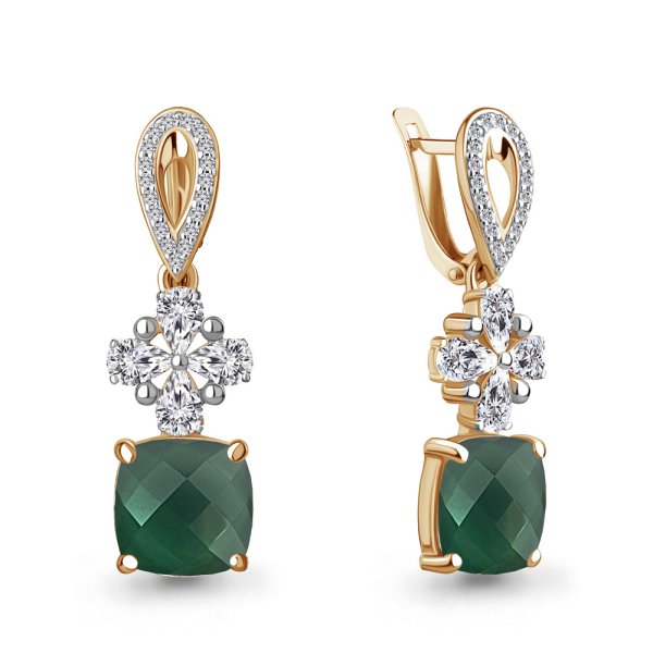 Серьги Аквамарин - Серебро 925, Агат, Фианит (арт. 4764809А.6)