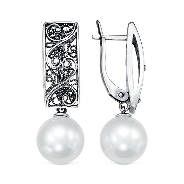 Серьги Красная пресня - Серебро 925, Жемчуг имитация (арт. 33612270)