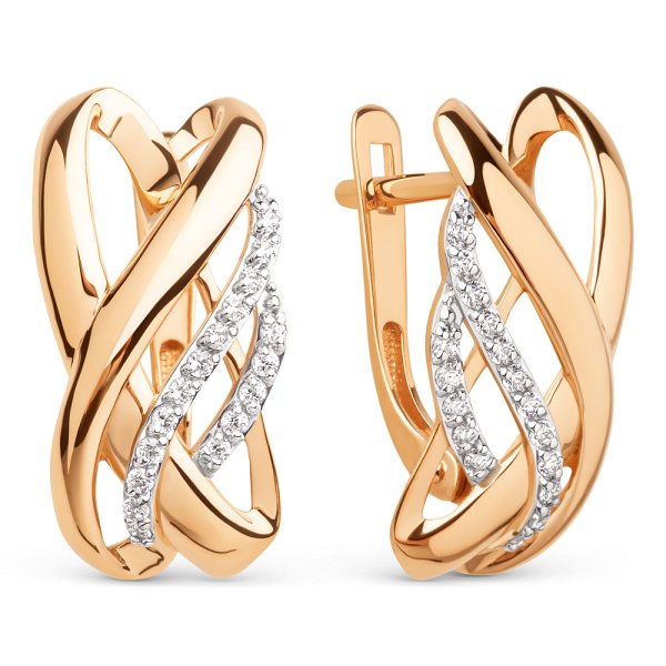 Серьги ЮФ Династия - Золото 585, Фианит (арт. 022322-1102)